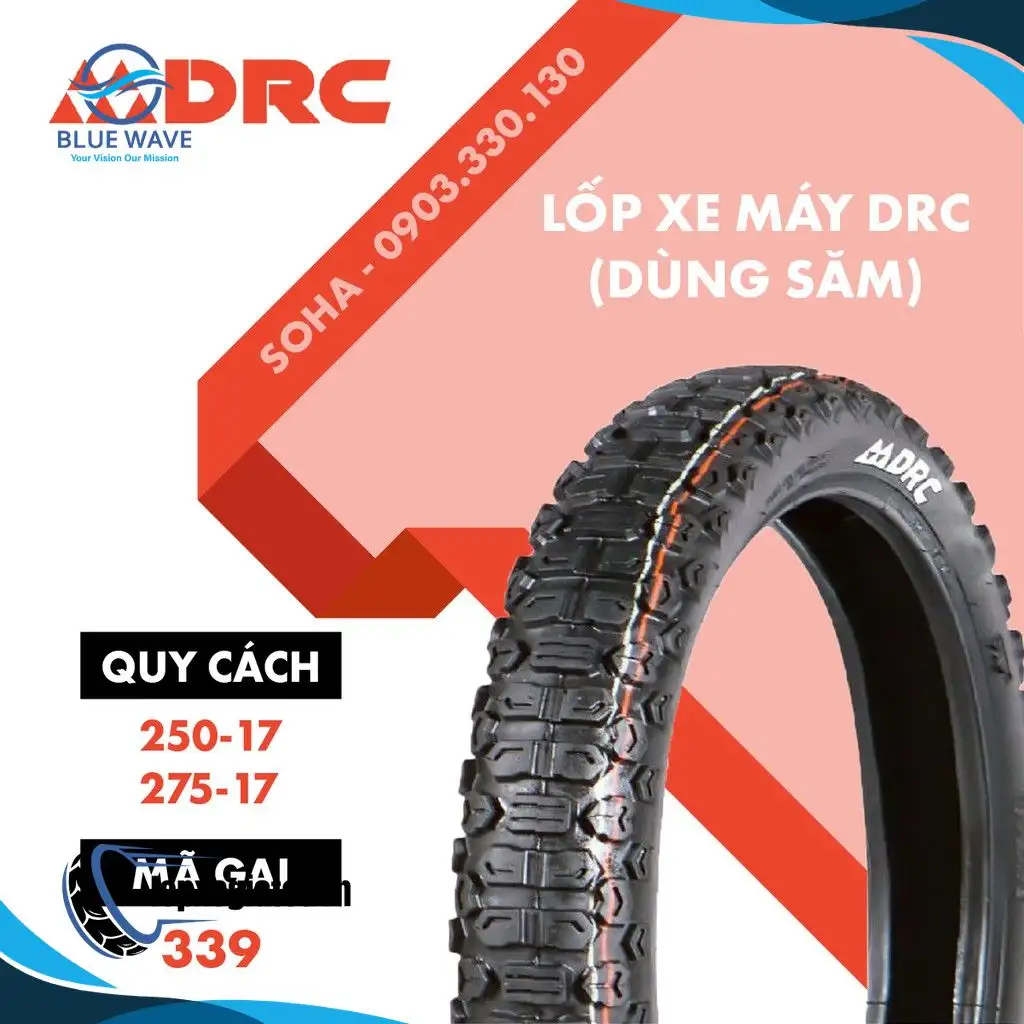 Lốp xe DRC - Vỏ/Lốp Xe (Dùng Săm) 250-17 & 275-17 - D339 DRC Chạy Đường Đồi Núi